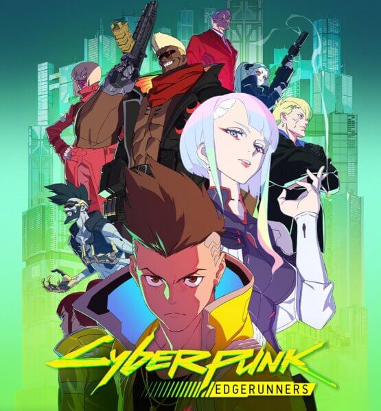 Die wichtigsten Charaktere der Serie Cyberpunk: Edgerunners auf einem offizielles Poster.