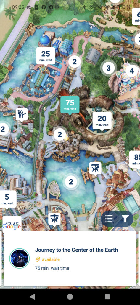 Die interaktive Karte in der Disney Resort-App.