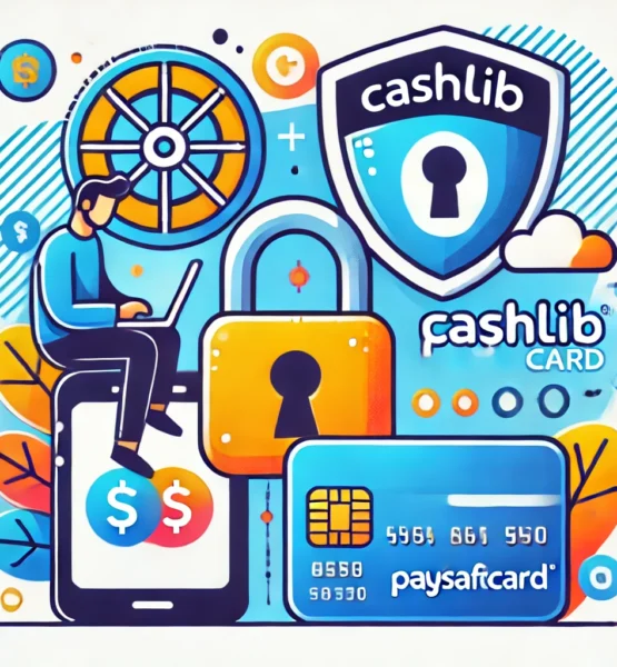 An illustration focusing on security and privacy for online transactions with Cashlib and Paysafecard, without any text. Show a digital lock and shiel