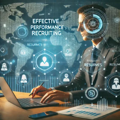 A-modern-professional-scene-representing-Effective-Performance-Recruiting-for-digital-talent-acquisition.-The-image-features-a-recruiter-at-a-desk